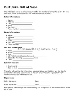 Attorney-Verified Dirt Bike Bill of Sale Template