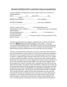 Printable Health Guarantee Template