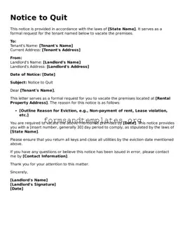 Attorney-Verified Notice to Quit Template