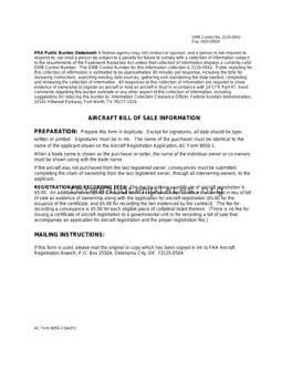 Printable Aircraft Bill of Sale AC 8050-2 Template