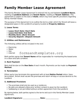 Attorney-Verified Family Member Lease Agreement Template