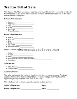 Attorney-Verified Tractor Bill of Sale Template