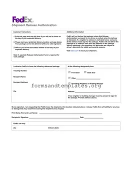 Printable Fedex Release Template