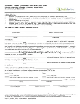 Printable Florida Realtors Residential Lease Template