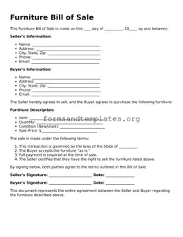 Attorney-Verified Furniture Bill of Sale Template