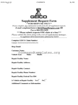 Printable Geico Supplement Request Template
