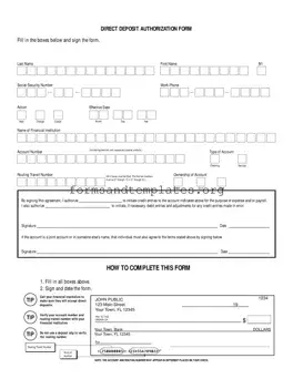 Printable Generic Direct Deposit Template
