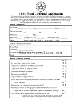 Printable Girlfriend Application Template
