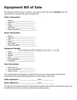 Attorney-Verified Equipment Bill of Sale Template