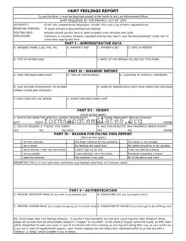 Printable Hurt Feelings Report Template