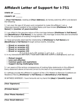 Attorney-Verified Affidavit Letter of Support for I-751 Template