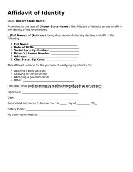 Attorney-Verified Affidavit of Identity Template
