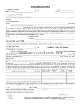 Printable Illinois Final Waiver Of Lien Template