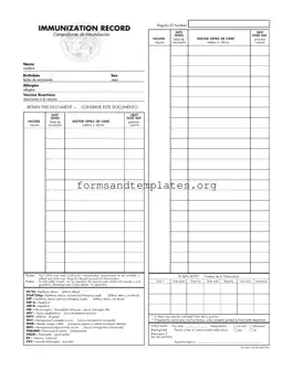 Printable Immunization Record Template
