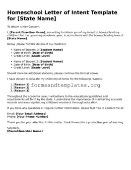 Attorney-Verified Homeschool Letter of Intent Template