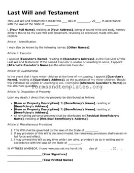 Attorney-Verified Last Will and Testament Template