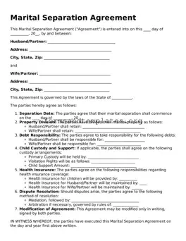Attorney-Verified Marital Separation Agreement Template