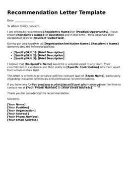 Attorney-Verified Recommendation Letter Template