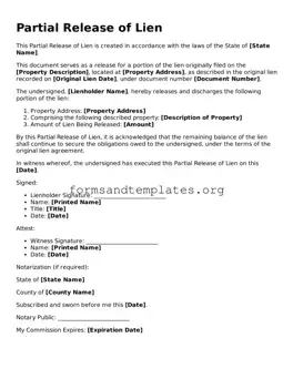 Attorney-Verified Partial Release of Lien Template