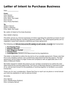Attorney-Verified Letter of Intent to Purchase Business Template