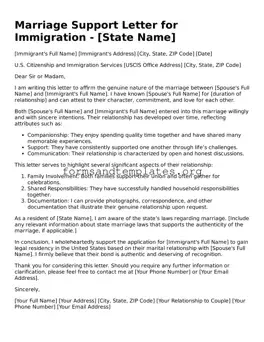 Attorney-Verified Marriage Support Letter for Immigration Template