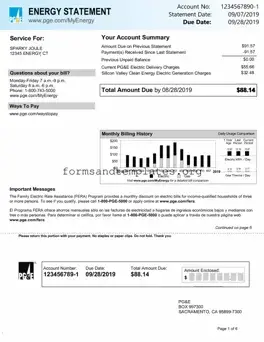 Printable Utility Bill Template