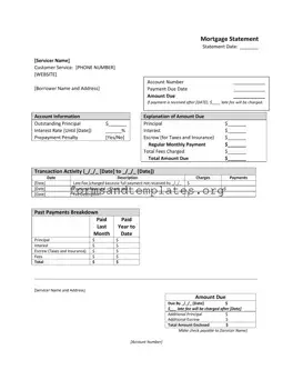 Printable Mortgage Statement Template