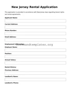 Rental Application Template for the State of New Jersey