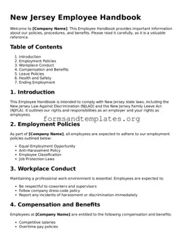 Employee Handbook Template for the State of New Jersey