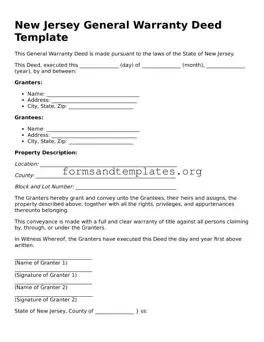 Deed Template for the State of New Jersey