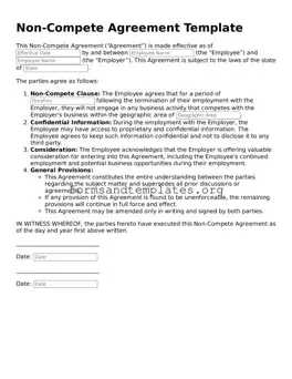 Attorney-Verified Non-compete Agreement Template