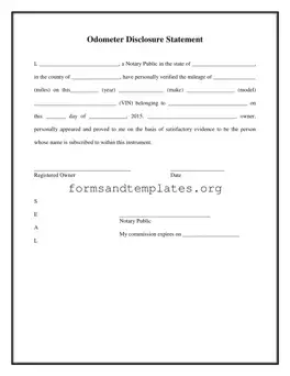 Printable Notarized Odometer Statement Template