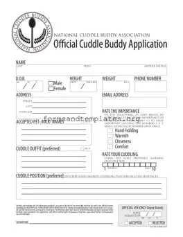 Printable Cuddle Buddy Application Template