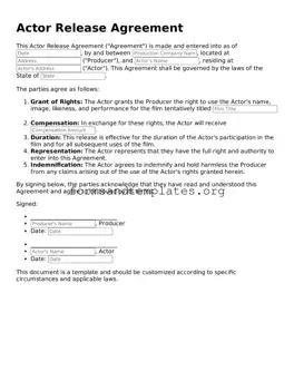 Attorney-Verified Actor Release Template
