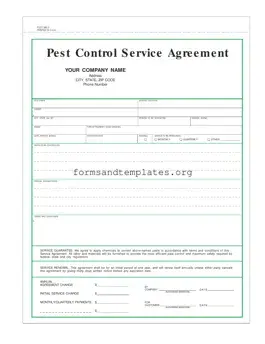Printable Pest Control Contract Template