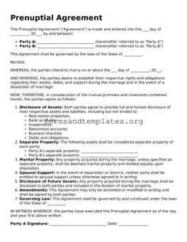 Attorney-Verified Prenuptial Agreement Template