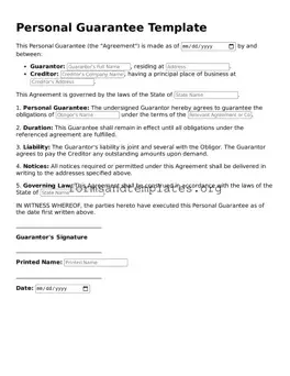 Attorney-Verified Personal Guarantee Template