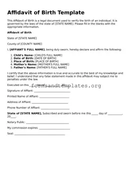 Attorney-Verified Affidavit of Birth Template