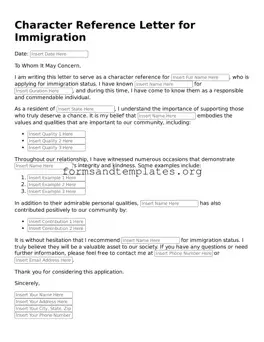 Attorney-Verified Character Reference Letter for Immigration Template