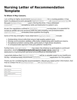 Attorney-Verified Nursing Letter of Recommendation Template