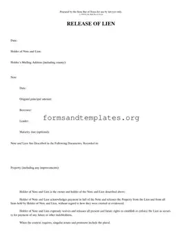 Printable Release Of Lien Texas Template