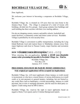 Printable Rochdale village application Template