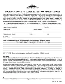 Printable Section 8 Voucher Extension Template