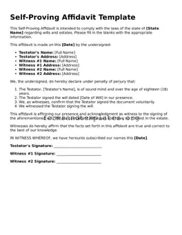 Attorney-Verified Self-Proving Affidavit Template