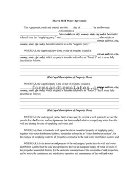 Printable Shared Well Agreement Template