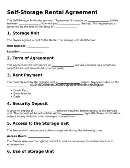 Attorney-Verified Self-Storage Rental Agreement Template