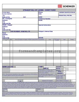 Printable Straight Bill Of Lading Template
