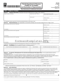 Printable Tax POA dr 835 Template