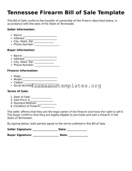 Firearm Bill of Sale Template for the State of Tennessee