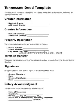 Deed Template for the State of Tennessee